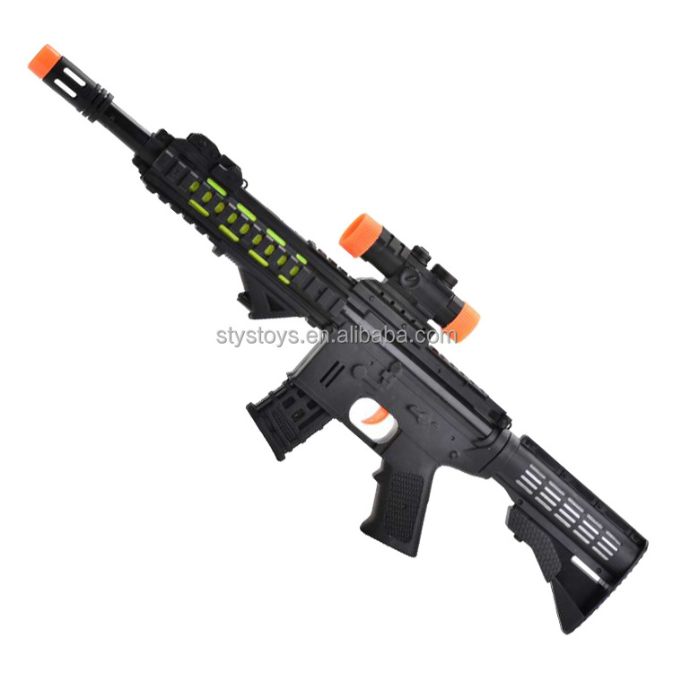 Classical Toy Gun Solid Black B/O Flashing Light Gun Toy Halloween Prop Guns With Light Sounds