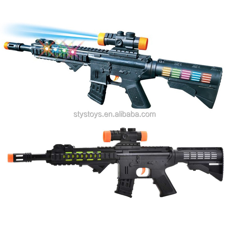 Classical Toy Gun Solid Black B/O Flashing Light Gun Toy Halloween Prop Guns With Light Sounds