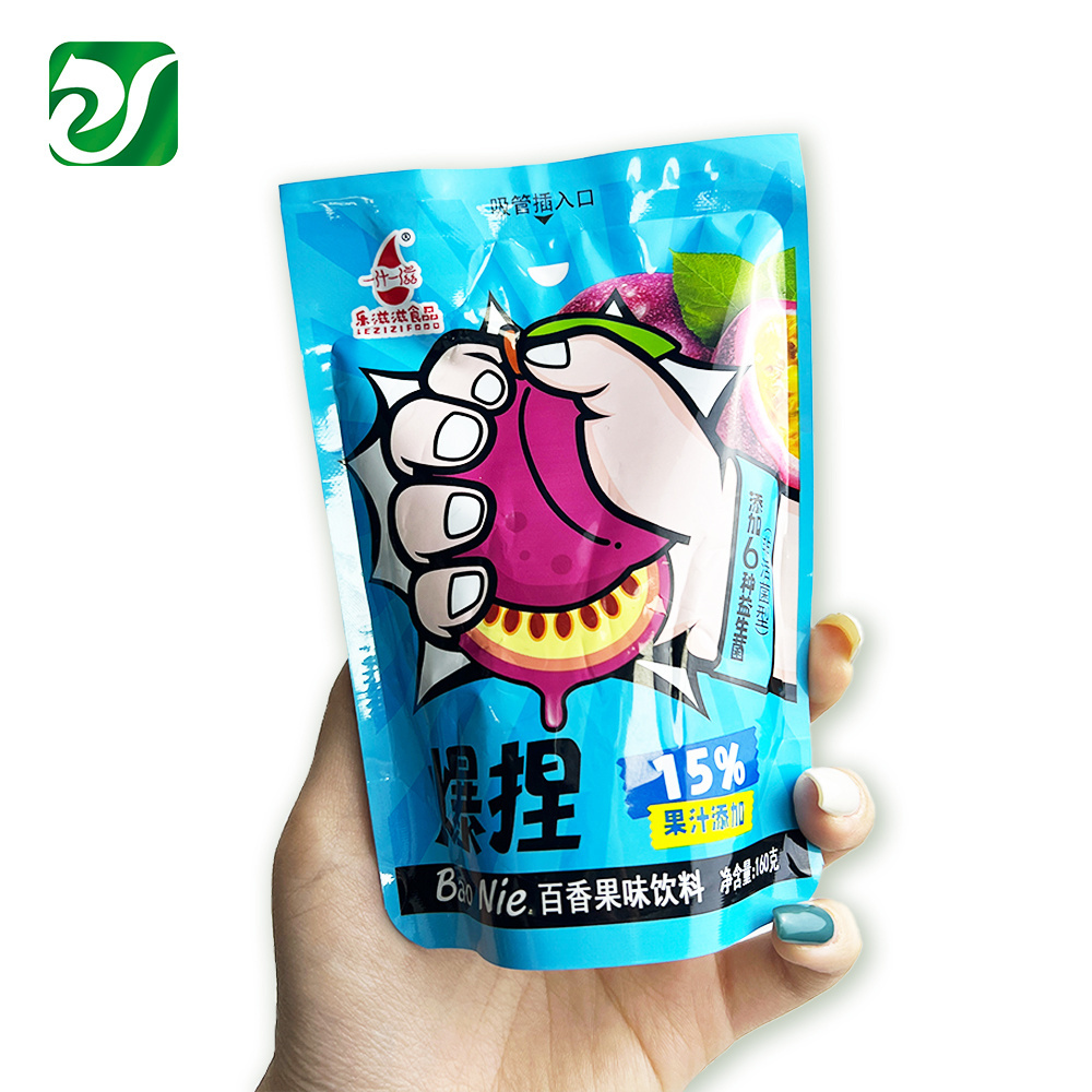 Disposable Beverage Bags Injection Juice Pouch Custom Capri Sun Pouches with Easy Poke Straw Hole