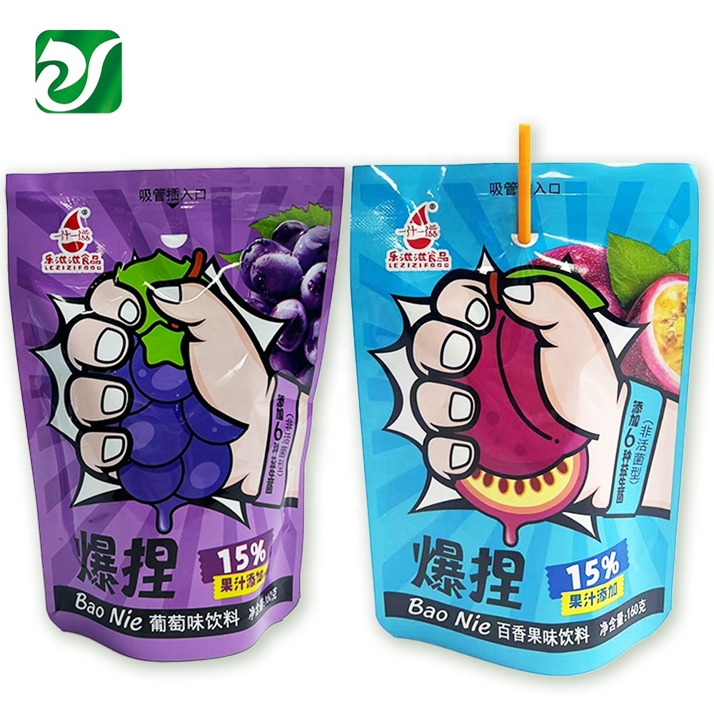 Disposable Beverage Bags Injection Juice Pouch Custom Capri Sun Pouches with Easy Poke Straw Hole