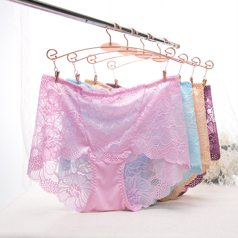 wholesale hot sexy oem high quality high waist soft transparent plus size underwear lace women's panties 2021 custom big elastic