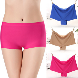 Wholesale US Size XS-L Ladies High Elasticity Seamless Ice Silk Solid Shorts Boxer Short Yoga Pants Women's Shorts