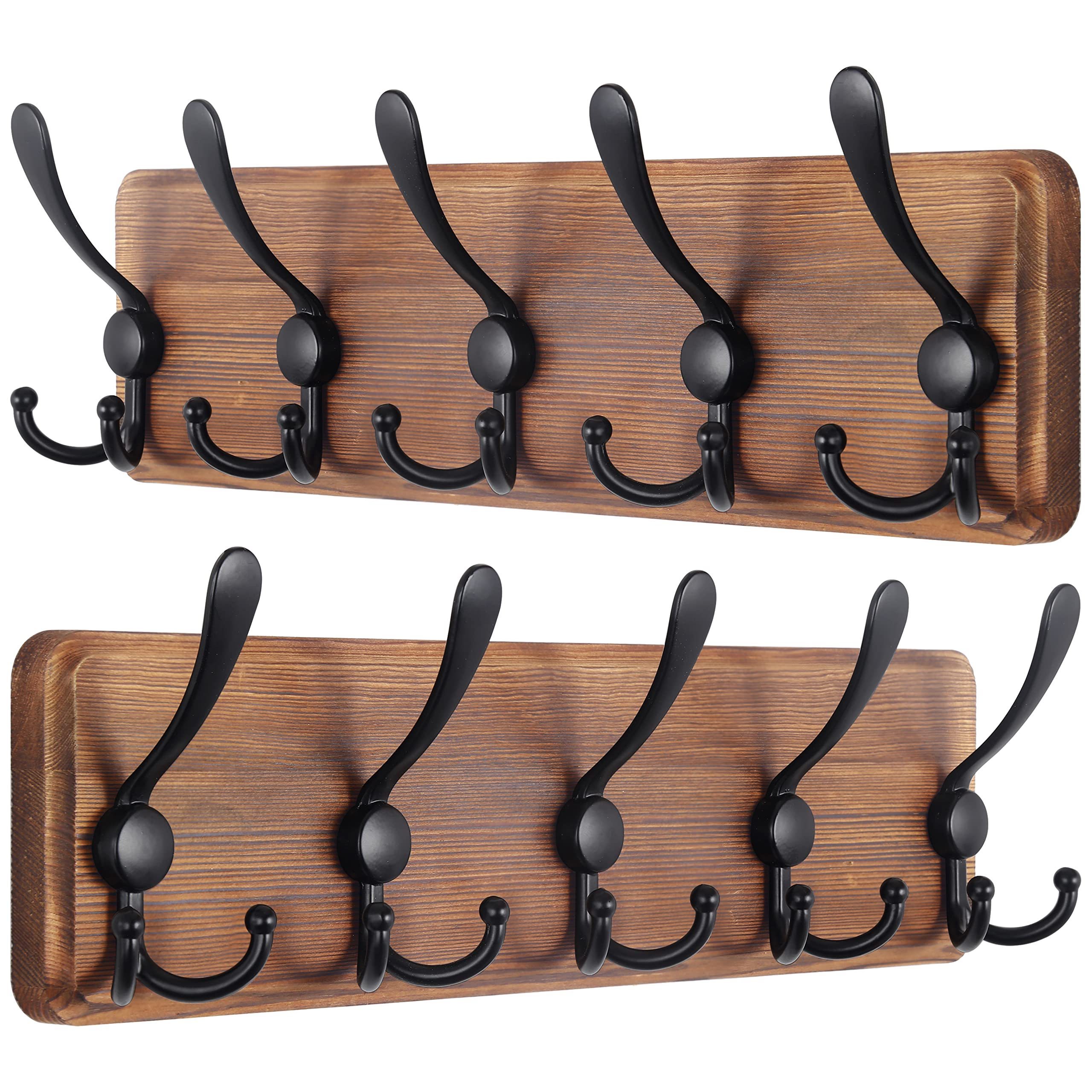 Wall Coat Rack with 5 Triple Hooks for Hanging Clothes Coat Rack Wall Mounted - 38.3'' Long Rustic Coat Hooks for Wall