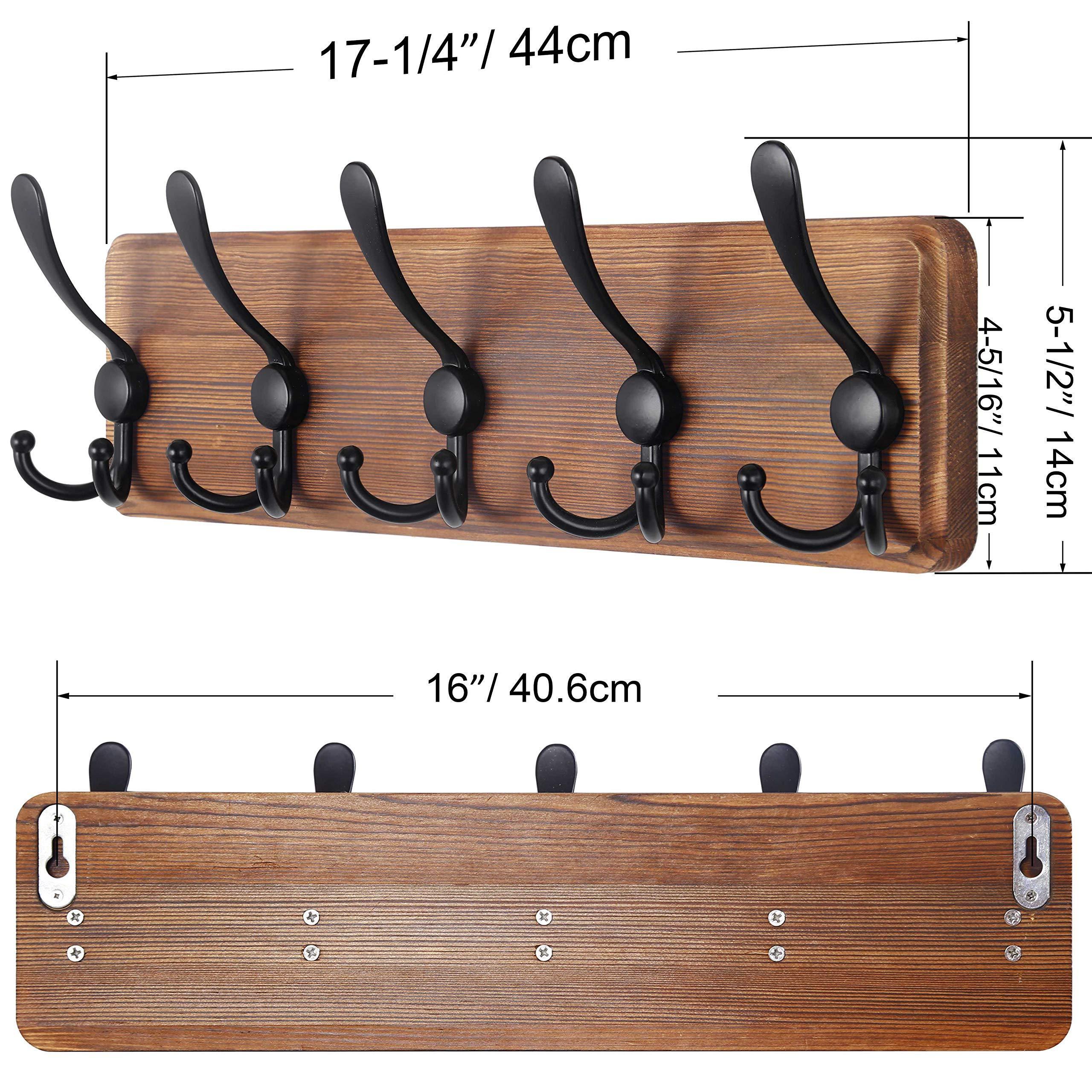 Wall Coat Rack with 5 Triple Hooks for Hanging Clothes Coat Rack Wall Mounted - 38.3'' Long Rustic Coat Hooks for Wall