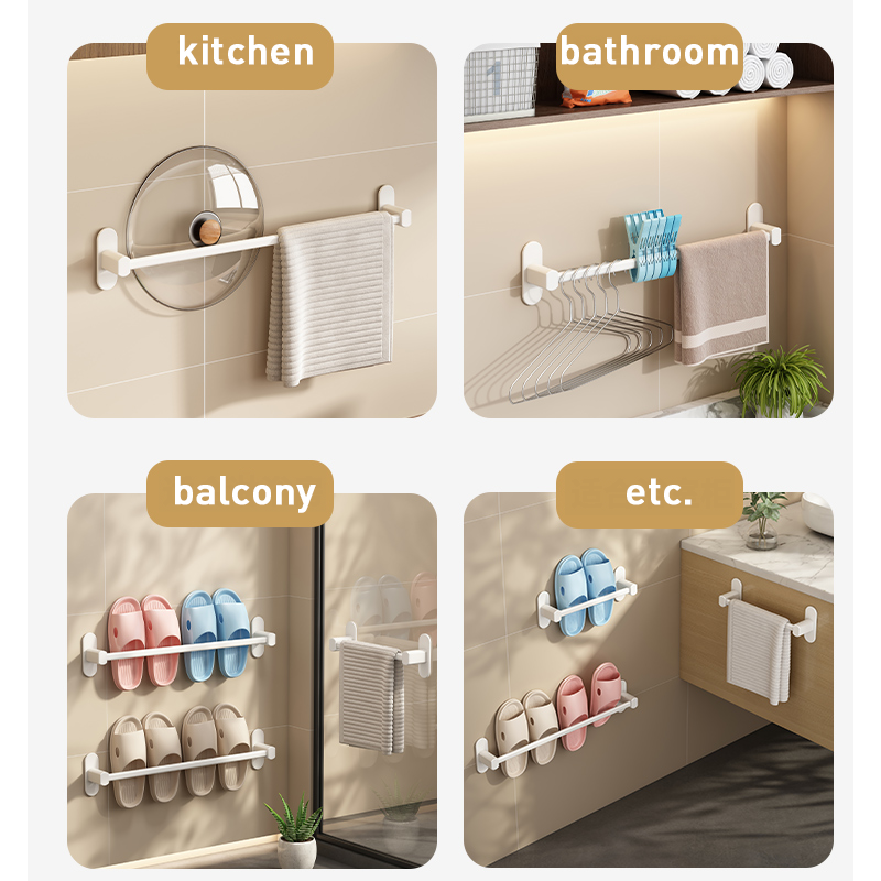 Bathroom Wall Mounted Drain Shelf Simple Towel Rack No Drilling Shoe Rack For Home