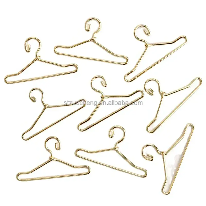 Hot sale 1:12 1:6 full size gold doll clothes rack cotton doll accessories metal mini hanger for doll clothes