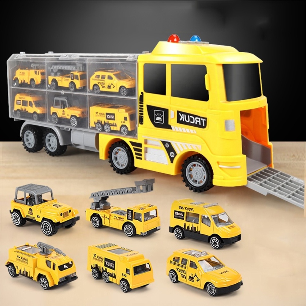 Hot Selling trailers Transport Container engineering vehicle Sliding Toy Cars Diecast Toys set for kids