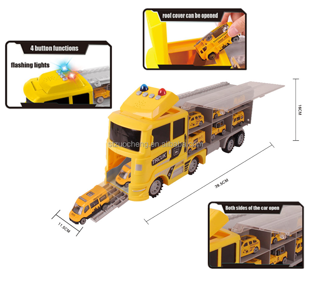 Hot Selling trailers Transport Container engineering vehicle Sliding Toy Cars Diecast Toys set for kids