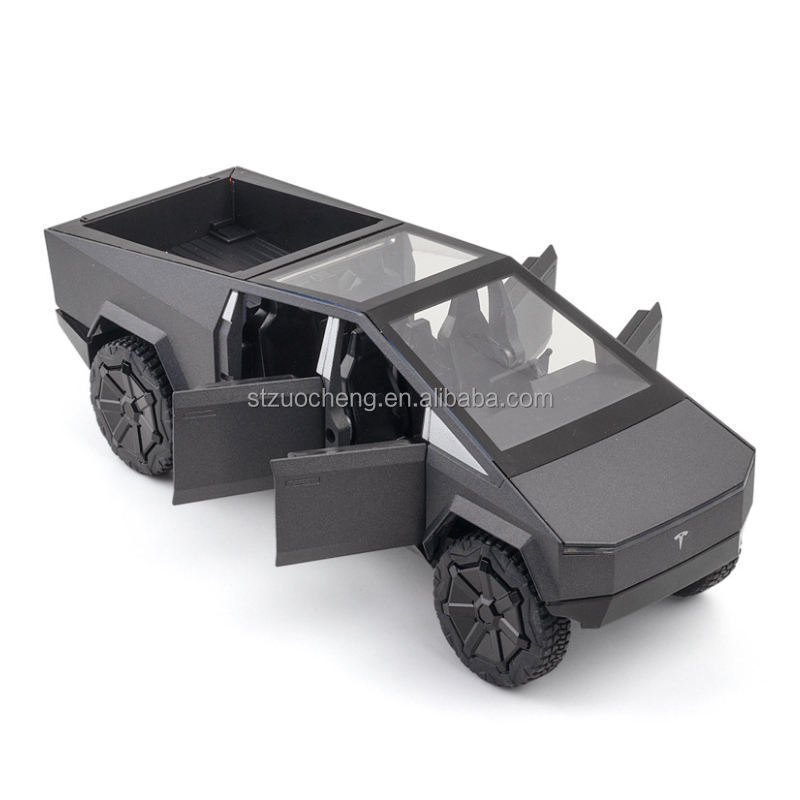 1:24 Tesla cybertruck Model Car Sound/Light pull back ATV simulatoin diecast car pickup truck