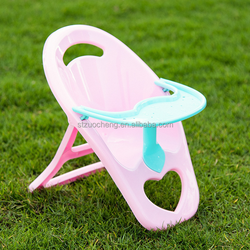 IN STOCK Cheap Plastic metal Baby Doll Stroller Toy Simulation Baby Dining Chair Rocking Chair Swing Bed Toy