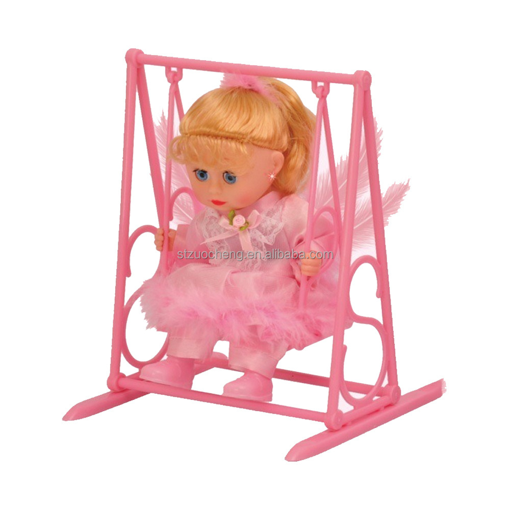 Wholesale realistic sound light battery operated doll swing white pink Swing angel baby girl doll toy