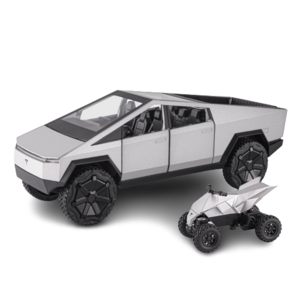 1:24 big+small Simulatoin ATV diecast car pickup truck Sound Light pullback Tesla cybertruck Model Car