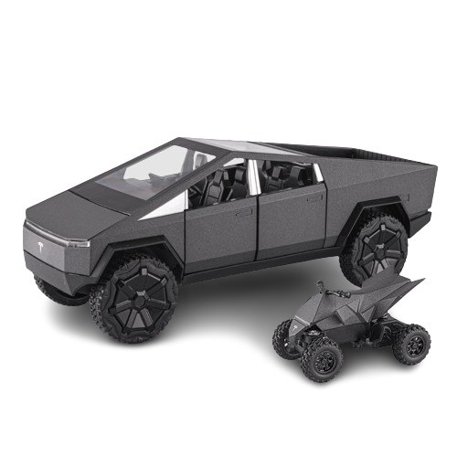 1:24 big+small Simulatoin ATV diecast car pickup truck Sound Light pullback Tesla cybertruck Model Car