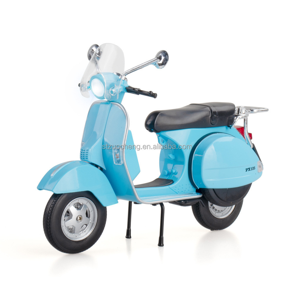 Popular 1:10 vespa 125 Model Simulation Collection light sound Alloy miniature Model Die-cast motorcycle for kids