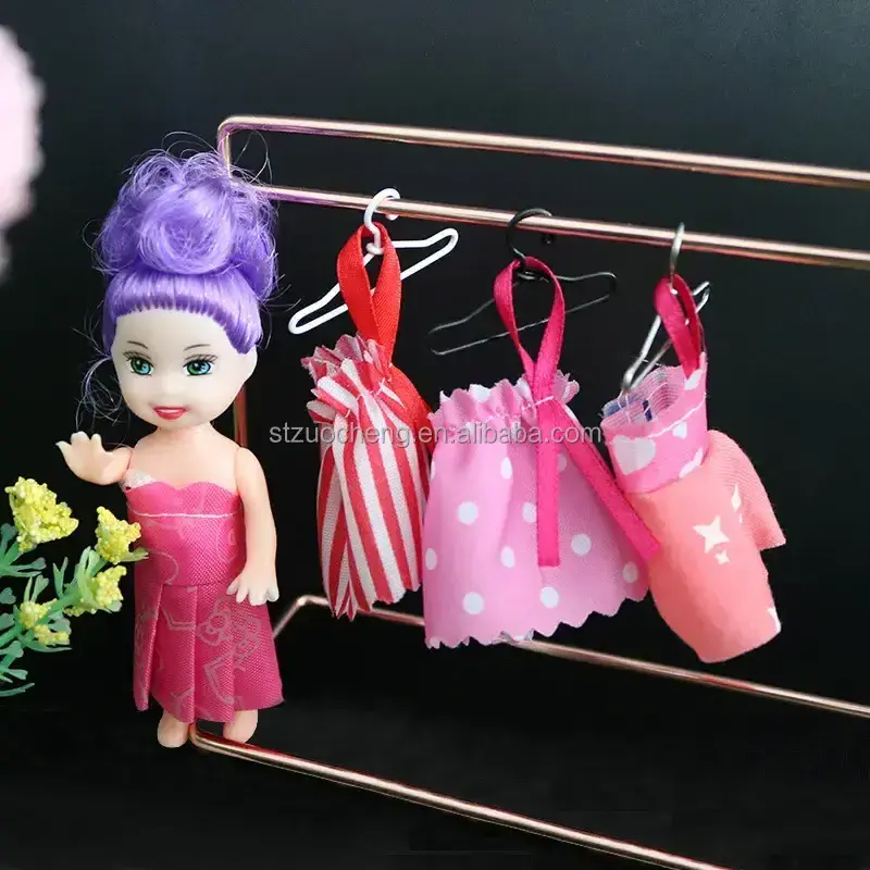 Hot sale 1:12 1:6 full size gold doll clothes rack cotton doll accessories metal mini hanger for doll clothes