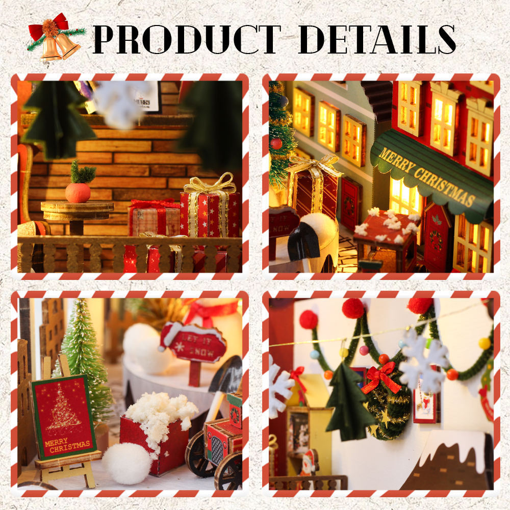 Wholesale 3D Wooden Puzzle luxury Christmas bookends decorative cutebee diy nook book kit