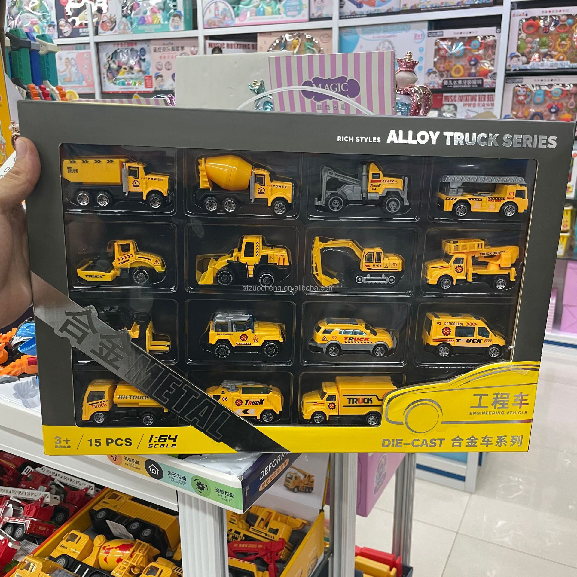 IN STOCK 6PCS and 15PCS car toy Simulation crane mixer friction toy vehicle engineering diecast alloy car model