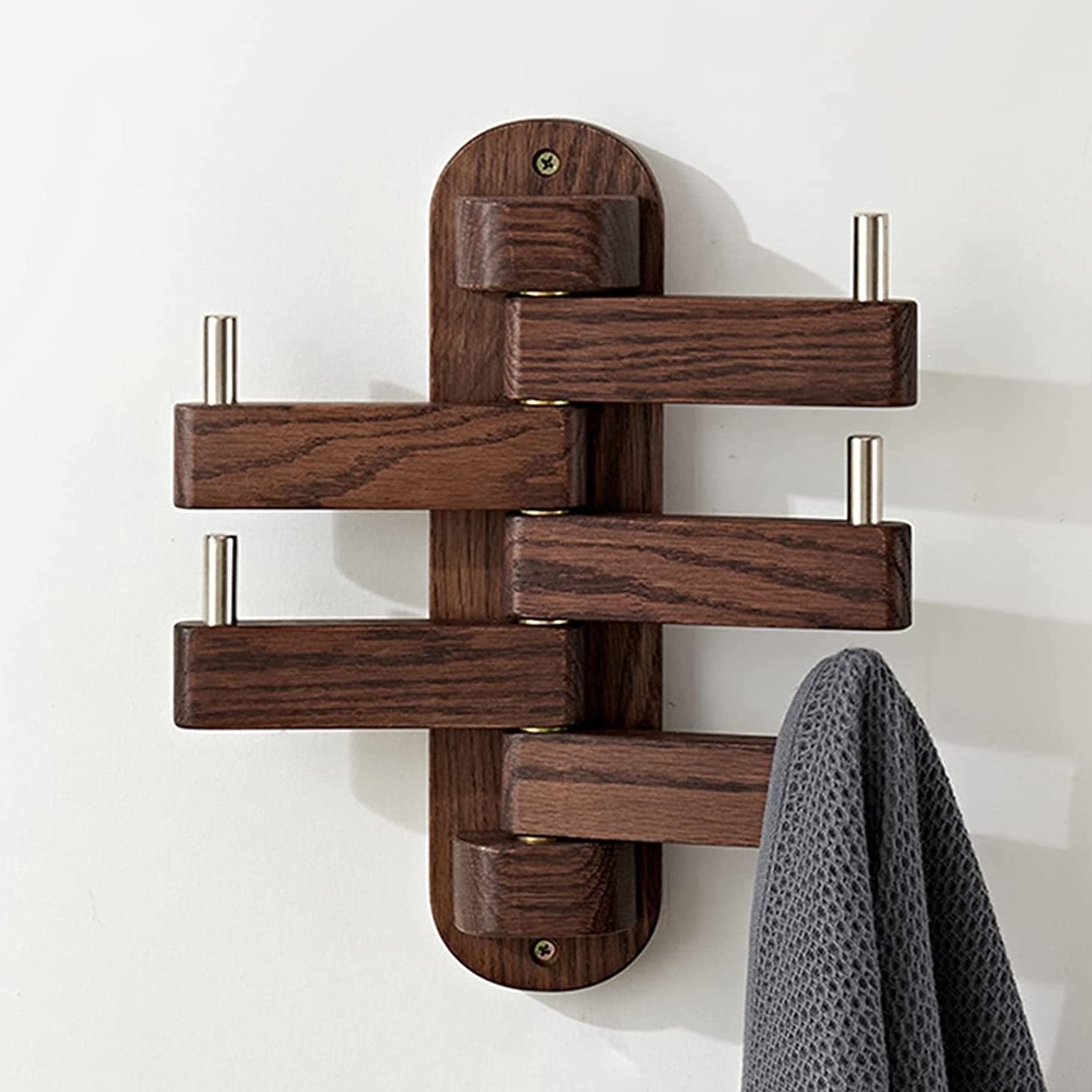 Wall Mounted Foldable Hook Wooden Coat Hanger Wooden Rack Wooden Hook