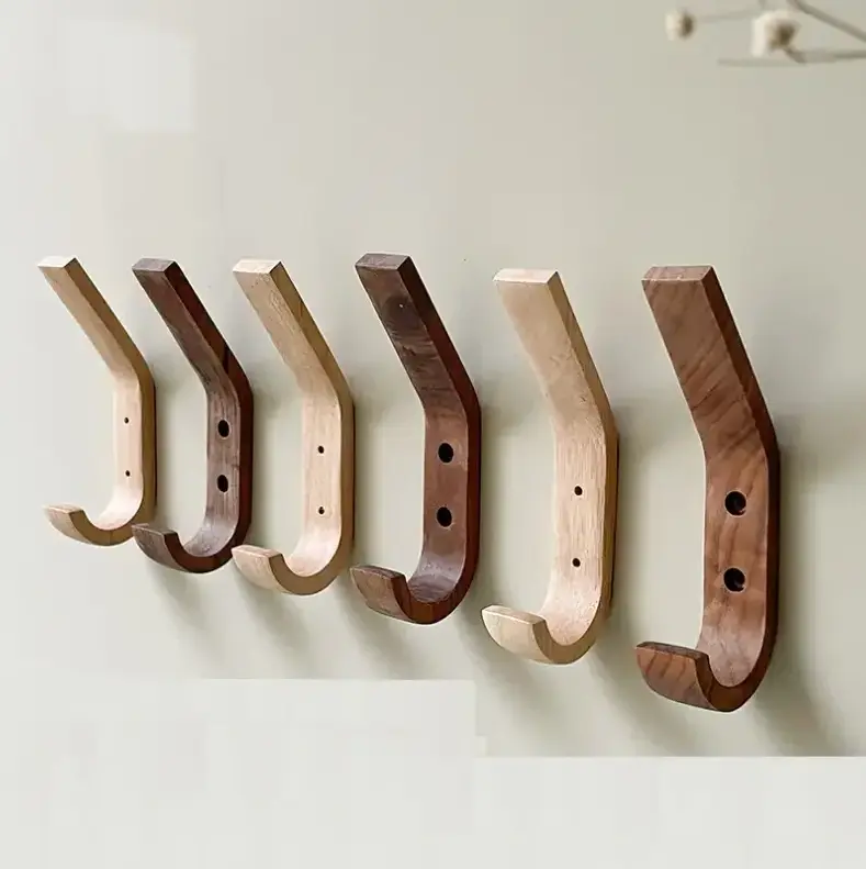 Multi- Functional Natural Wooden Coat Hook Wall Mounted Home Decoration Wall Hook