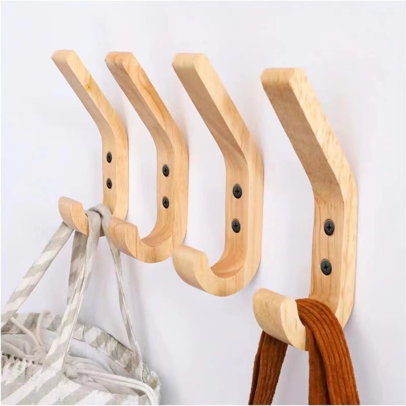 Multi- Functional Natural Wooden Coat Hook Wall Mounted Home Decoration Wall Hook