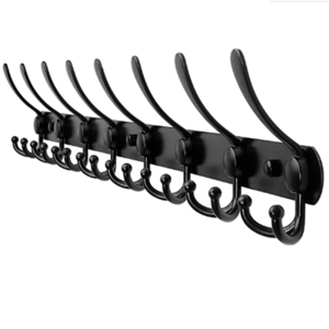 Black Metal Wall Hooks 8 Tri Hooks Wall Hanger Coat Hook Rail for Coat Hat Towel