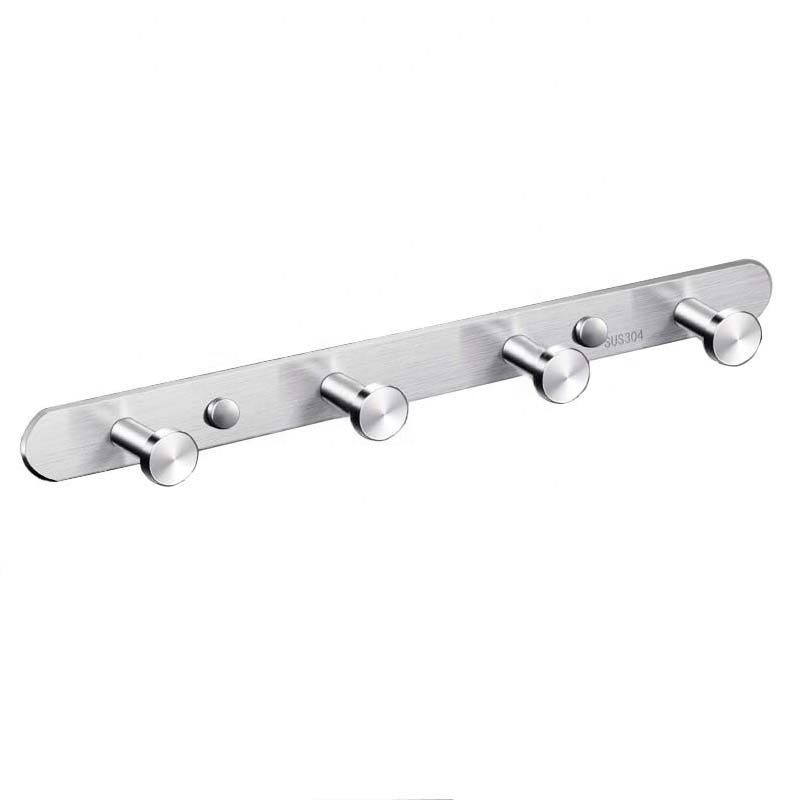 Modern Stainless Steel 304 Hook Rails for Bathroom Kitchen Wall Mounted Coat Hook Rack