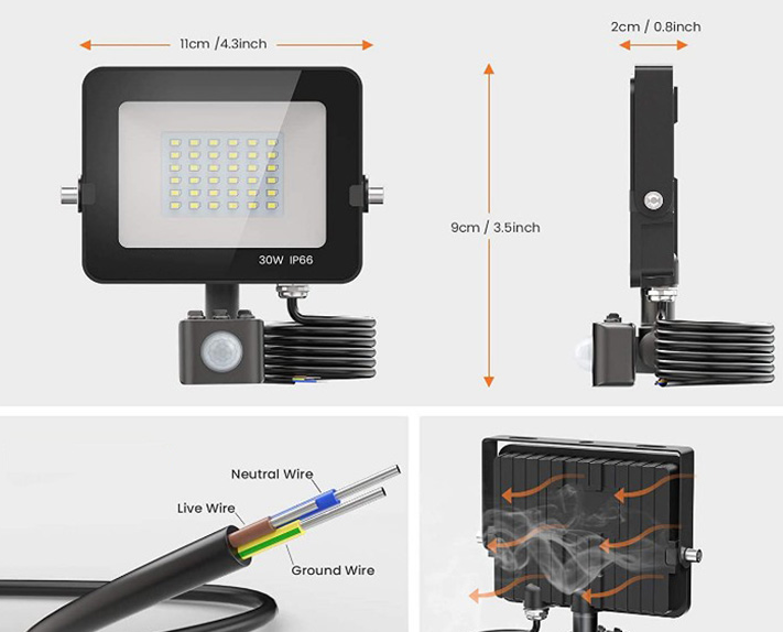 Hot Sale Sensor Security Light 20w 30w 50w 100w IP66 Smart Motion Sensor Outdoor Ultra Thin Flood Light Led