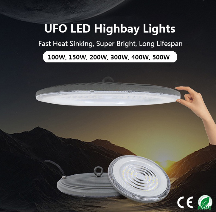 fast heat dissipation aluminum Low energy consumption waterproof 100W 200W led high bay UFO light