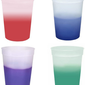 Hot Sale Set of 12 Durable plastic cups 12oz 16oz Color Changing Stadium Cup