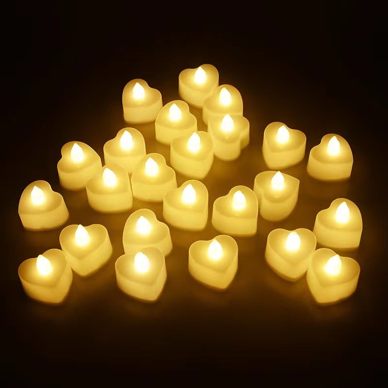 LED Colorful Flameless Heart Shaped Candle Lights With Sweet Romantic Tea Candle Lights for Wedding Birthday Party Celebrations