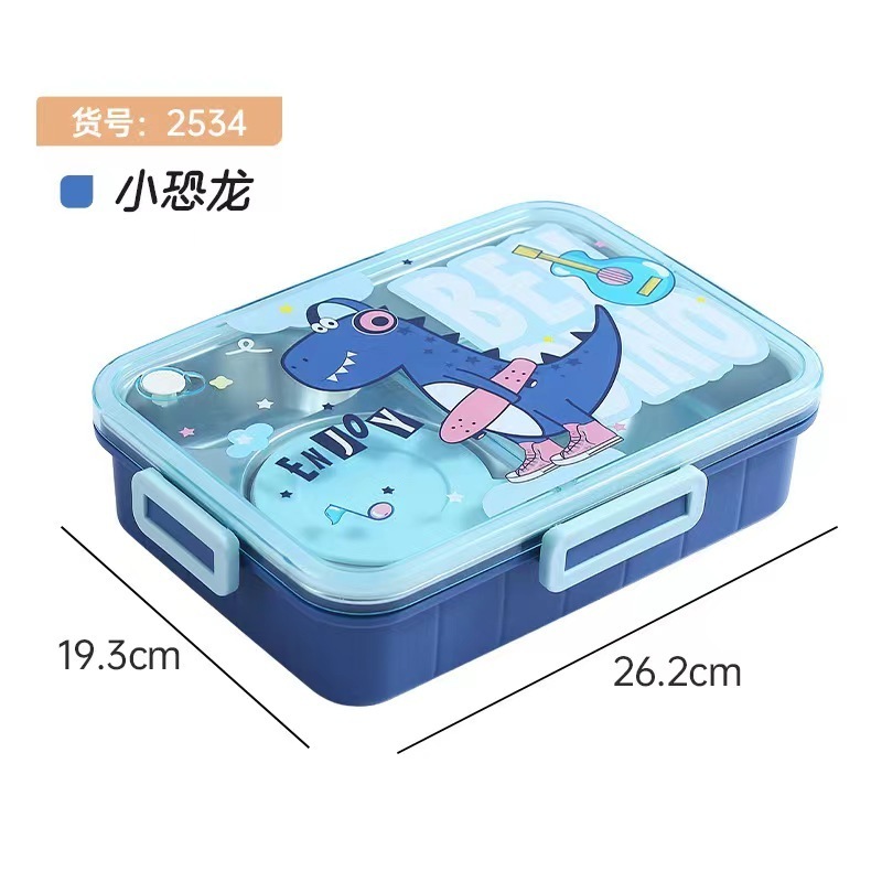 800ml Cartoon Stainless Steel 304 Lunch Box With Spoon Kids Leak-Proof Bento Box Student School Office Food Container