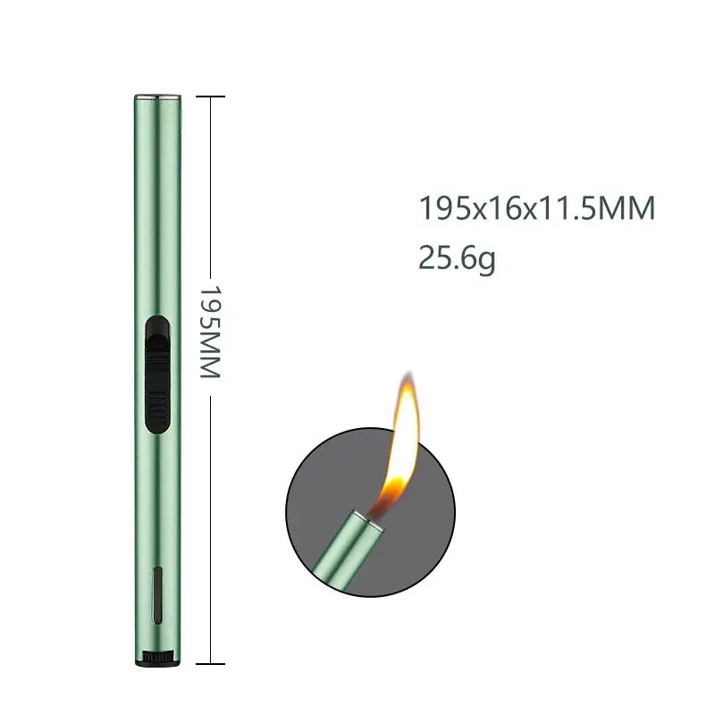 Hot Sale Wholesale Custom Slim Long Candle BBQ Gas Lighter Promotion Metal Refillable Flame Cigarette Kitchen Lighter