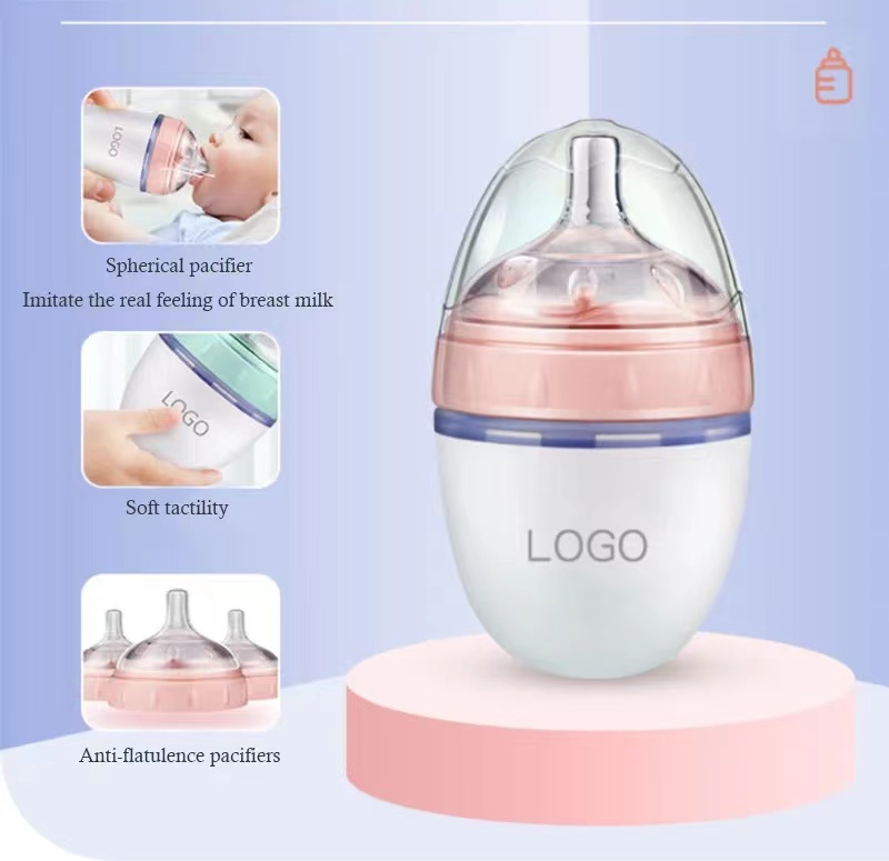 Silicone Baby Milk Bottles Baby Feeding Bottle Newborn Baby Standard Milk Bottle Hot Sale Cute High Quality Anti Germ Silicone