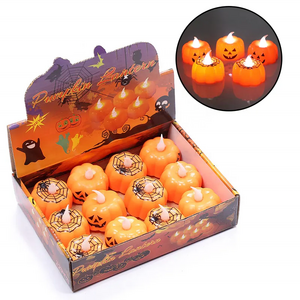 Halloween Decoration Ghost Head Lighting Luminous Color Night Light Battery Halloween Pumpkin Flameless Tea Light LED Candle