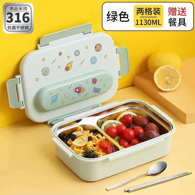 Thermal Lunch Box Cute Kawaii Lunch Box Kids Bag Cartoon Microwave Bento Kids Lunch Box for School 316 Stainless Steel Square