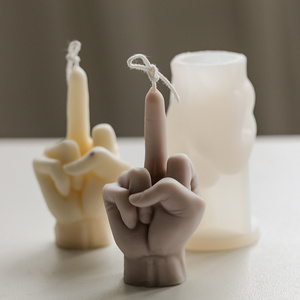 3D Middle Finger Candle for DIY Making Soap Plaster Resin Craft Silicone Mold Holiday Party Gift Candle Molds Opp Bag White 2pcs