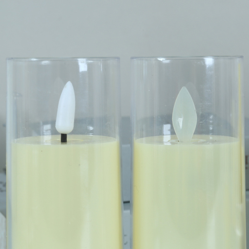 Hot Sale Acrylic Cup White Flicker Moving Wick Led Candle 3D Bullet Shape Flameless Pillar Electric Candle For Home Decoration