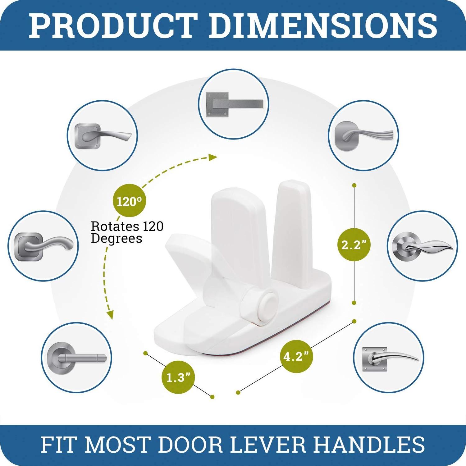 Improved Childproof Door Lever Lock  Durable ABS with 3M Adhesive Backing Baby Proofing Door Lever Locks