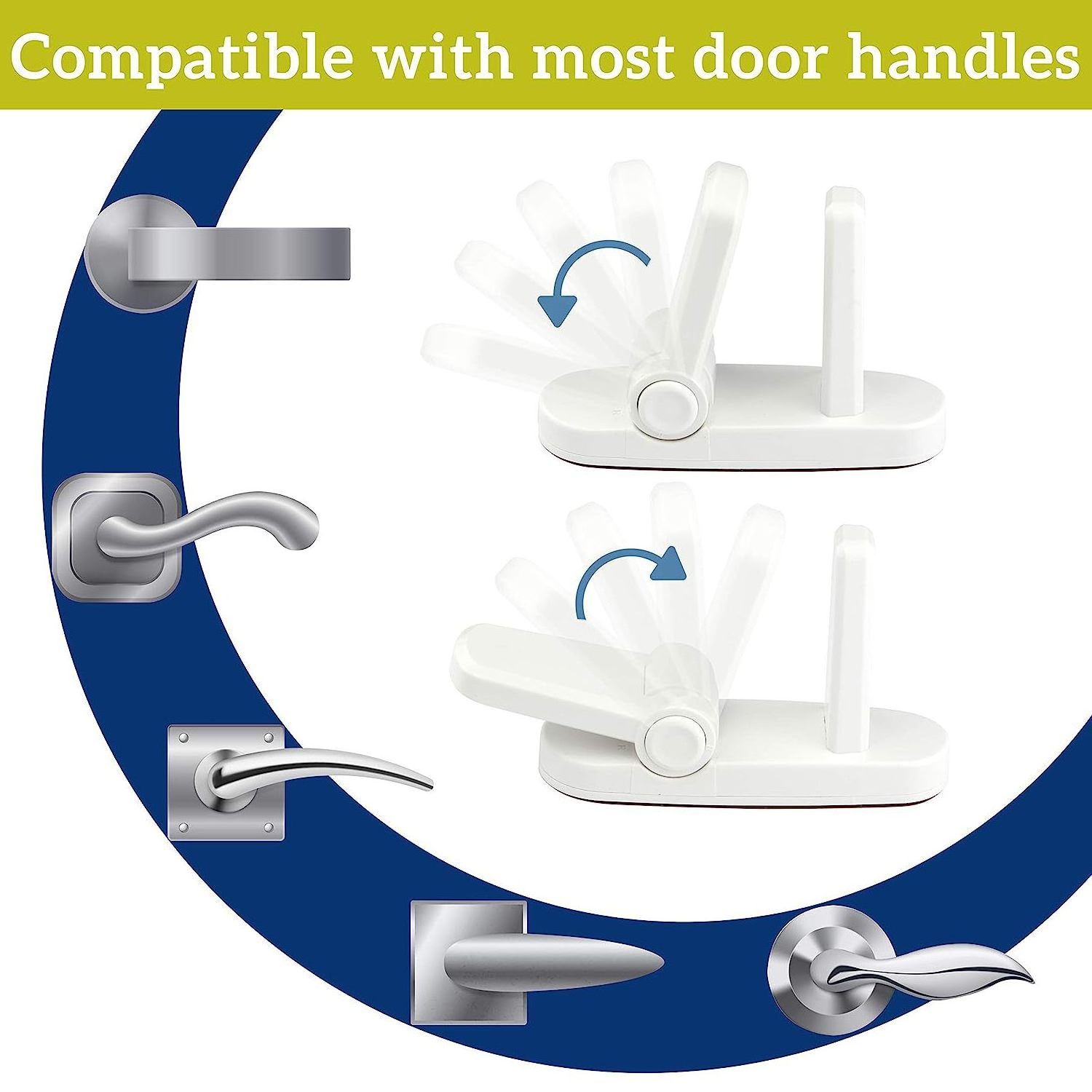 Improved Childproof Door Lever Lock  Durable ABS with 3M Adhesive Backing Baby Proofing Door Lever Locks