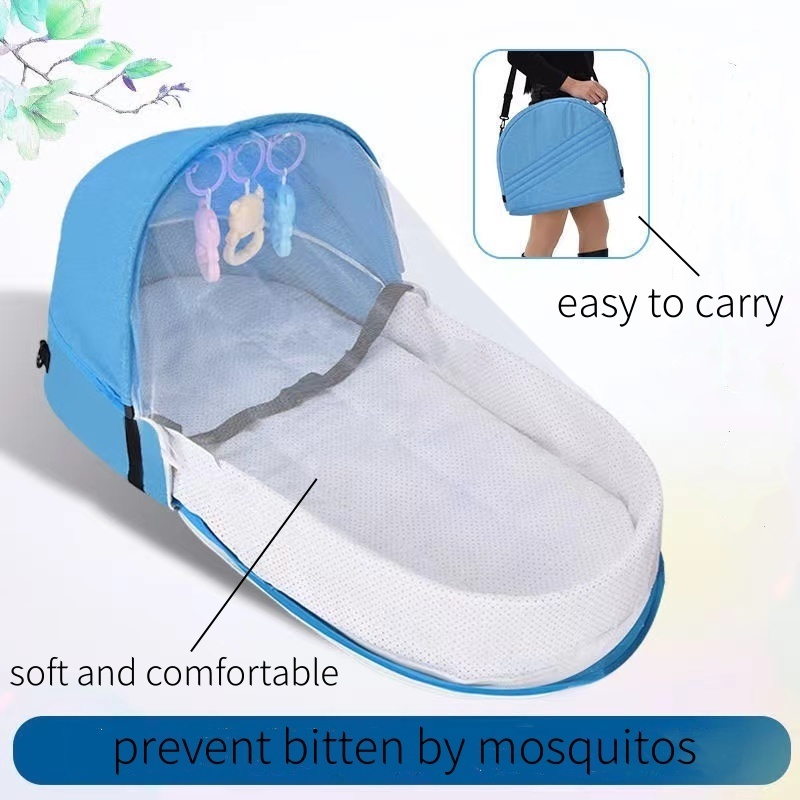 2024 Portable Baby Bed For Travel Stroller Hanging Bags With Toys And Mosquito Net Baby Travel Bed Collapsible Crib Newborn bag