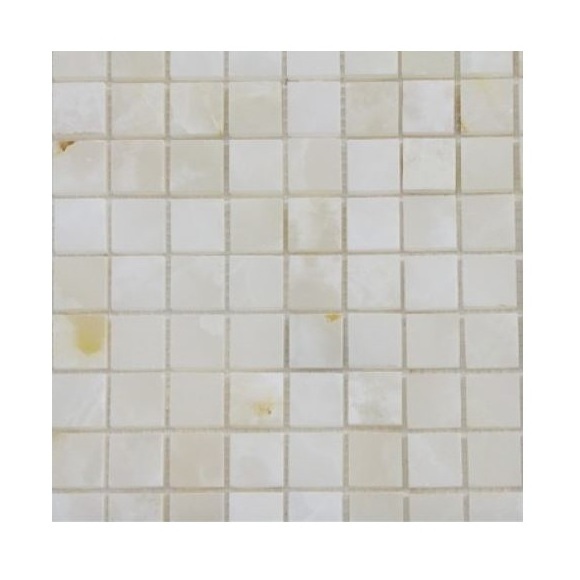 White Onyx Polished Square Mesh Mounted Mosaic Tile, Premium White Onyx Diamond Polished Mosaic Tile