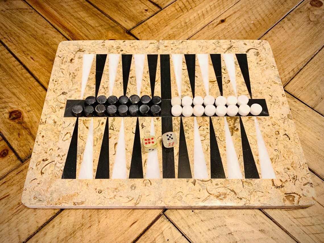 Marble Backgammon board game, Italian Onyx and Marble Backgammon Set , Handmade Solid Italian Marble Backgammon Board