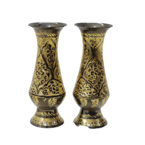 Pair of Brass Golden Flower Vases in Custom Sizes, Brass Golden Statue, Brass Home Decoration