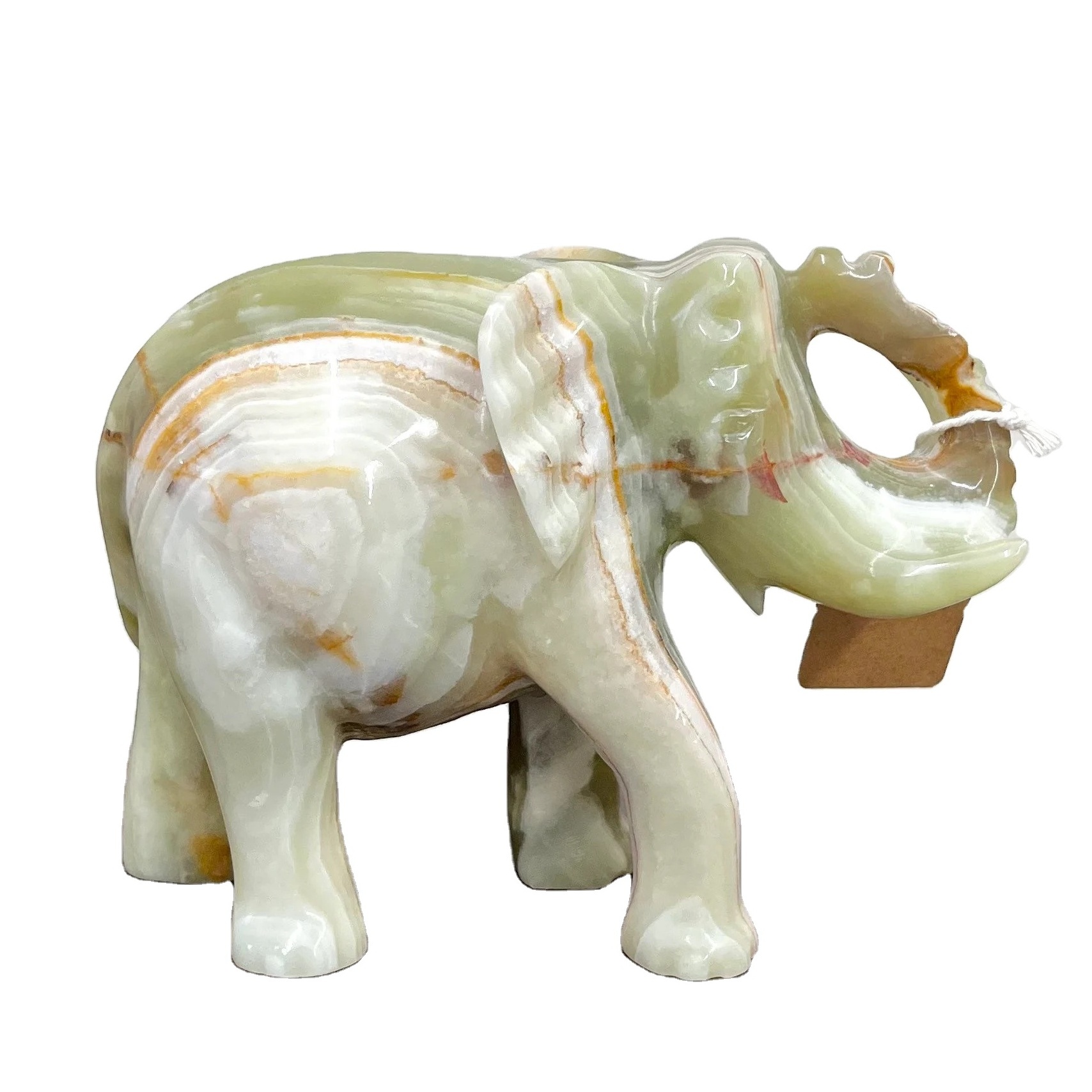 Mini Vintage White Onyx Marble, Elephant Figurine, Marble Onyx Stone Hand Carved 4 1/2 Elephant