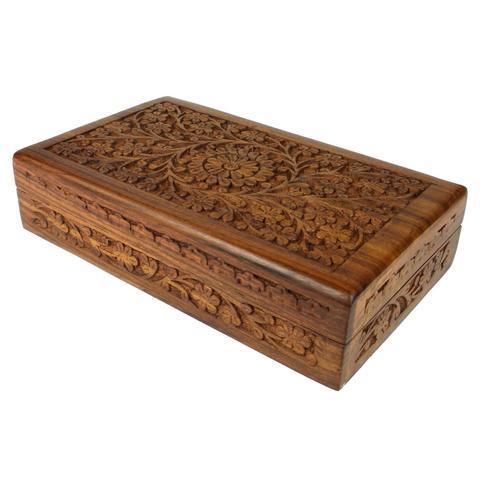 Handmade Carved Cigar Box - Flowers Design Wooden handmade Box, Wooden Cigar Case, Wood Carved Cigar Holder