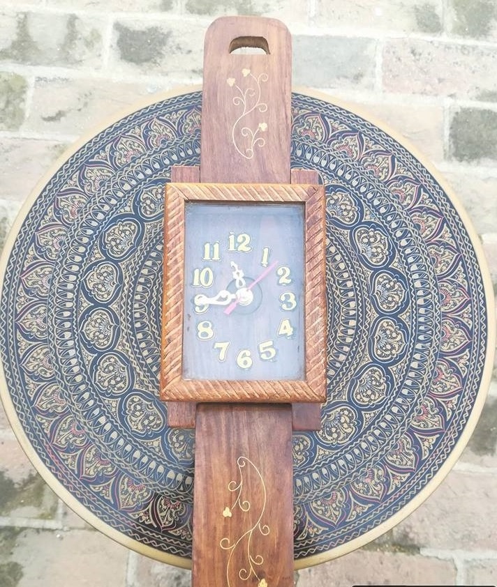 Watch Shape Wall Clock, Fancy Wooden Handmade Wall Clock, Solid Wood Hand carved wall clock decoration gift wall clock