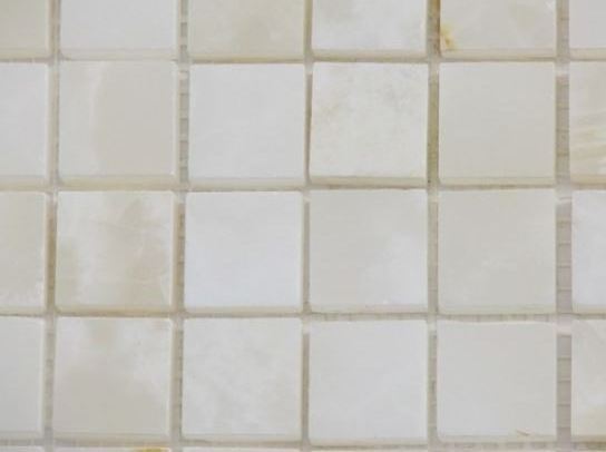 White Onyx Polished Square Mesh Mounted Mosaic Tile, Premium White Onyx Diamond Polished Mosaic Tile