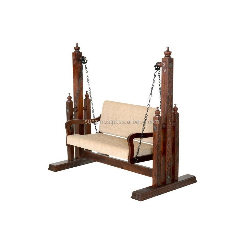 Walnut Color Living room Furniture Swing Jhula Pakistan Traditional Swings 3 seater Wooden Jhoola Indoor Natural Rosewood Swings