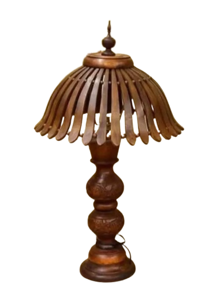 Handcrafted Pure Sheesham Wooden Lamp, Umbrella Lamp Small Crafted Sheesham Wood, Wooden Lighting Lamp