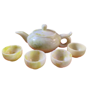 Jade Stone Onyx Marble Tea Set, White Onyx Tea set, Vintage white marble Tea set